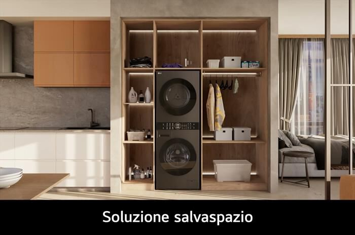 LG - Lavasciuga WASHTOWER WT1210BBF 12/10 Kg Classe A-Platinum Black
