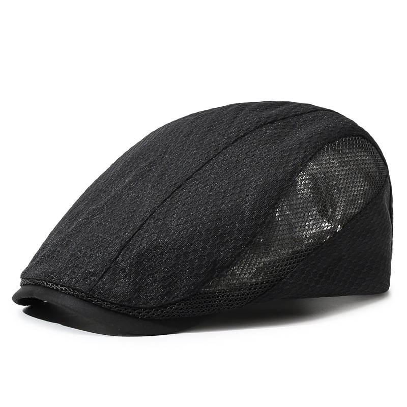 Men's Solid Color Adjustable Buckle Breathable Mesh Patchwork Outdoor Flat Cap