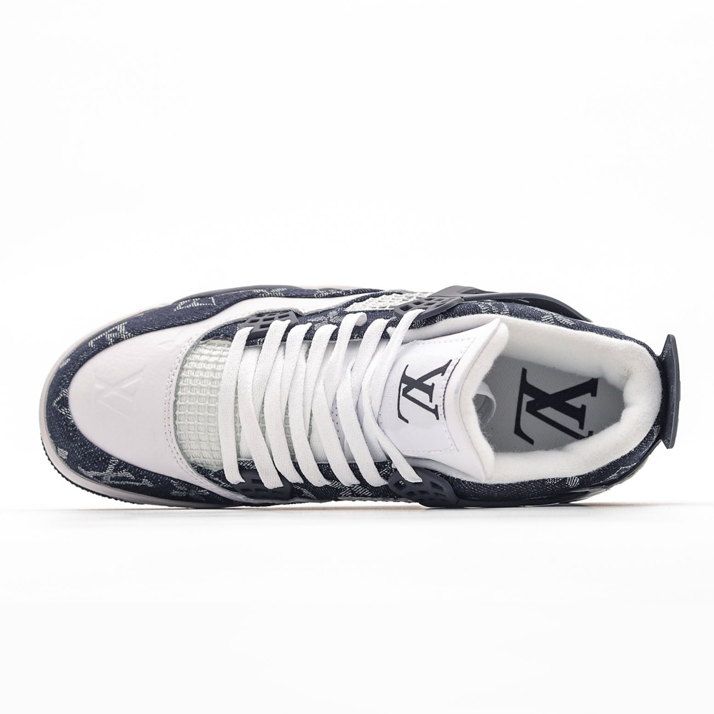 NK Air Jordan 4 Retro Black White X Lois Vuton Monogram Denim NNL24111208
