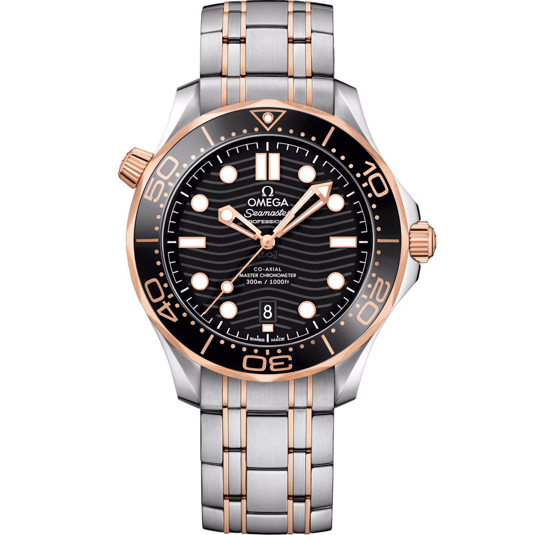 Omega Seamaster Diver 300M 42mm Black Dial Stainless Steel and Sedna™ 18k Rose Gold Bracelet 210.20.42.20.01.001