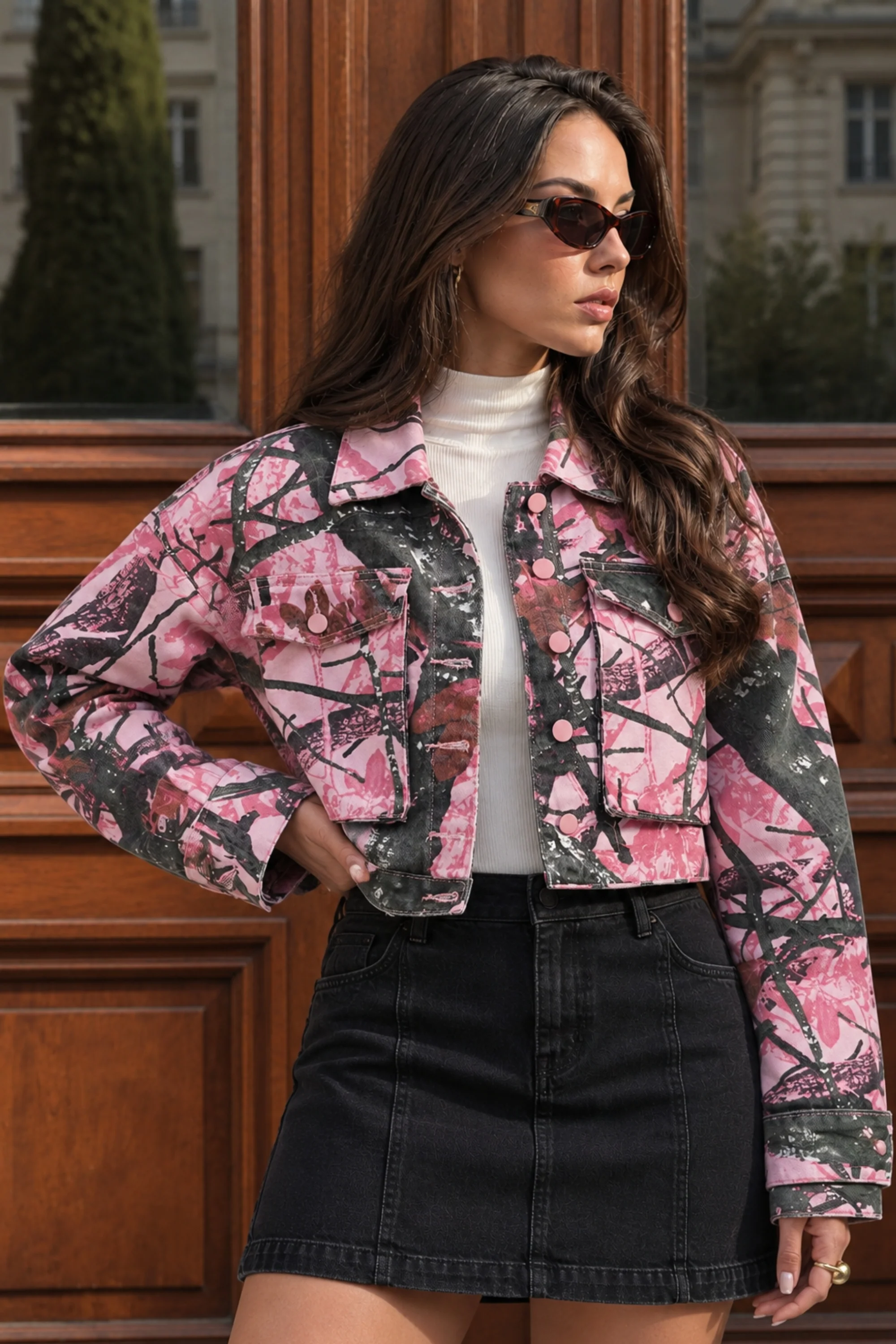 Artistic Pink Denim Jacket