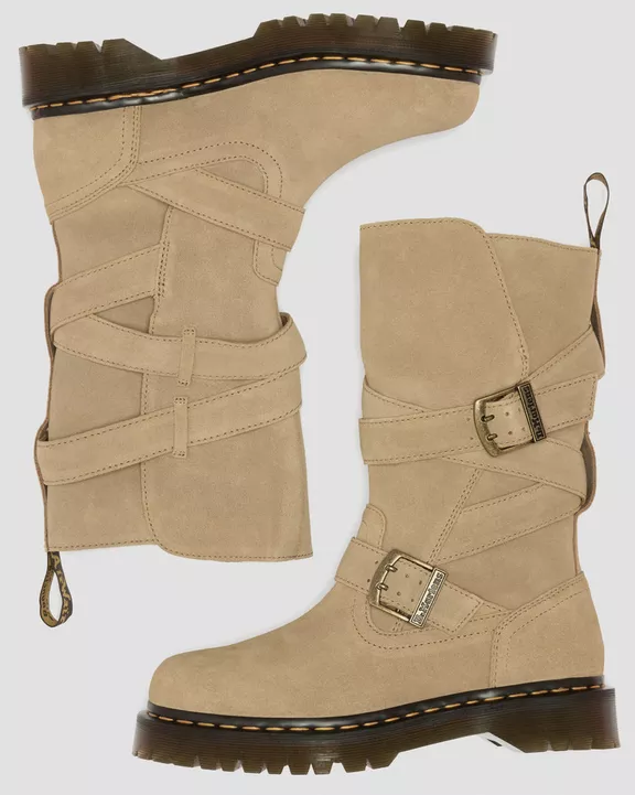 Anistone Two Strap Suede Biker Boots