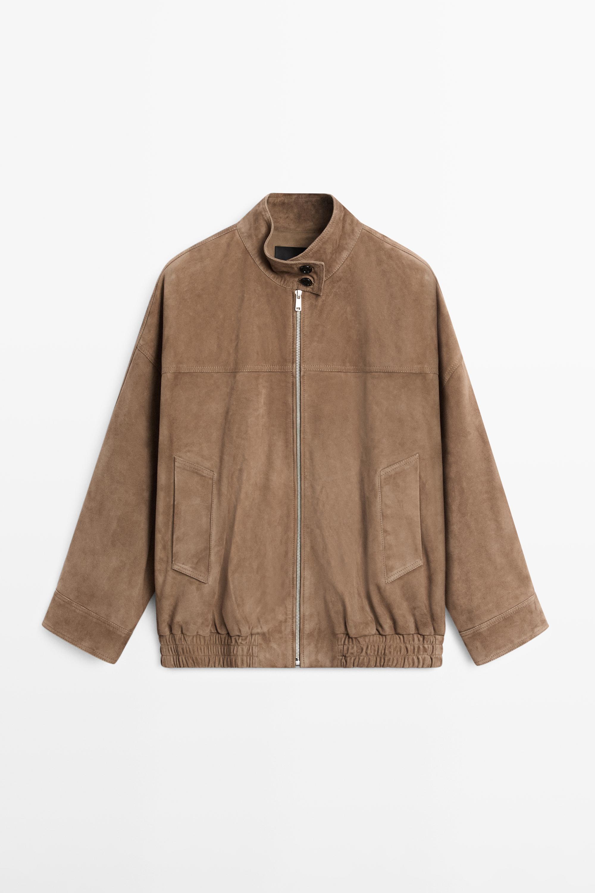 Chaqueta bomber detalle bufanda piel ante