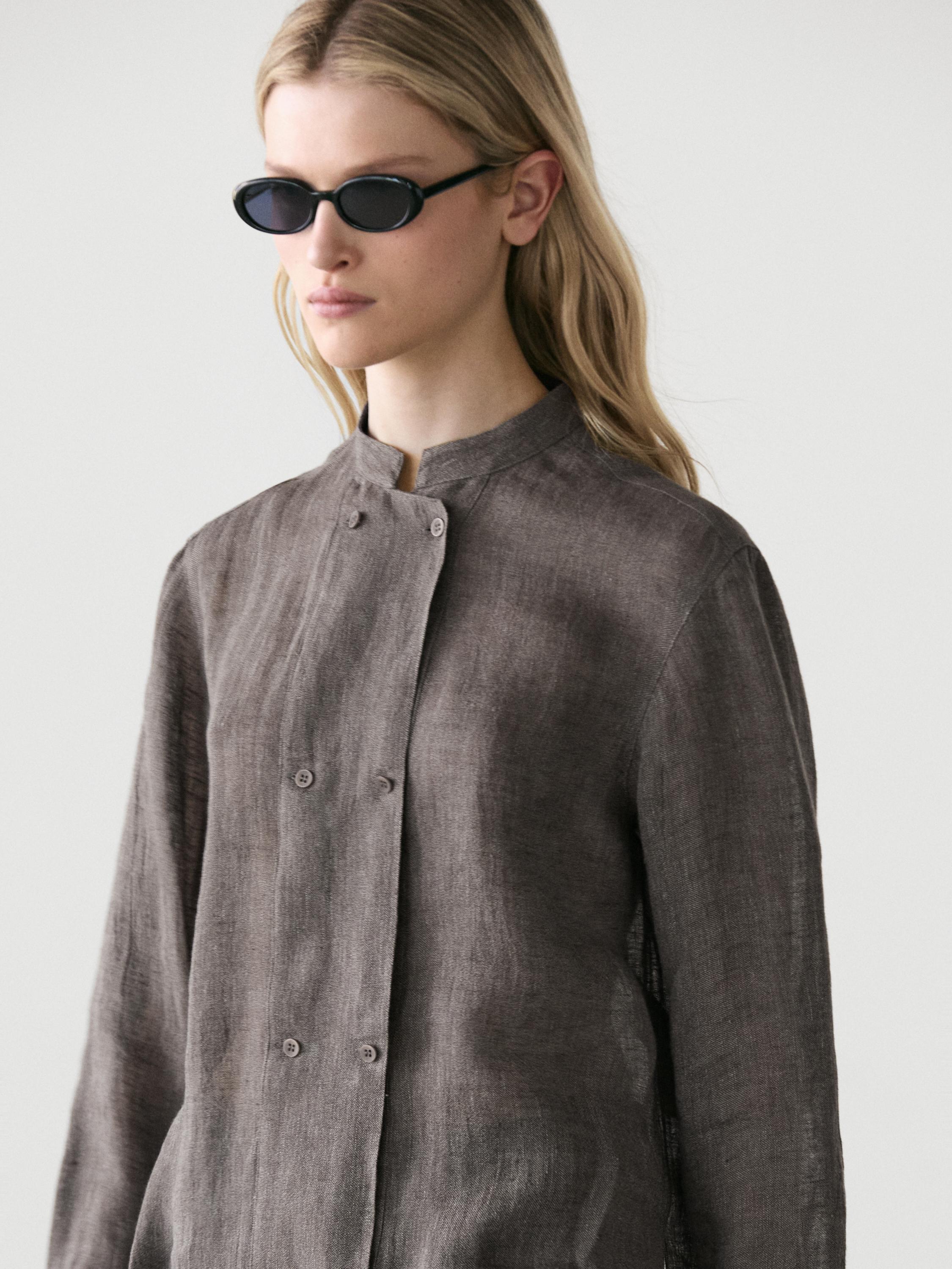 Camisa fluida detalle botones mezcla lino