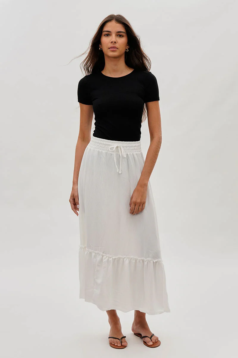 Vintage Tiered Cinched Skirt - White