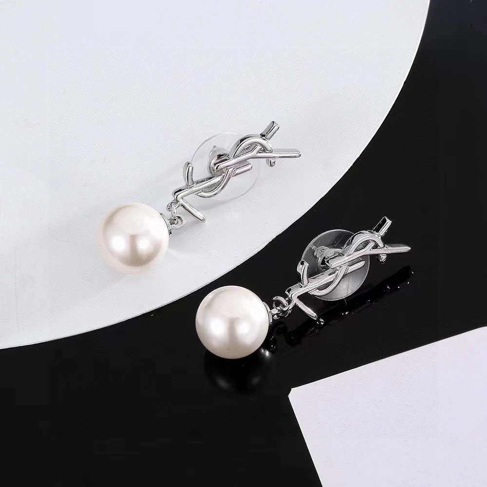 Golden Silver Pearls Earrings YYED-9110014