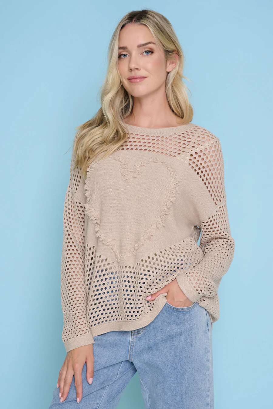 Open-Knit Heart Top