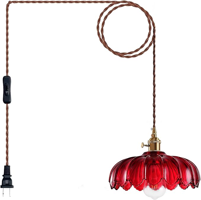 LUMISCAPE Plug in Pendant Light: Glass Hanging Lamp Plug in