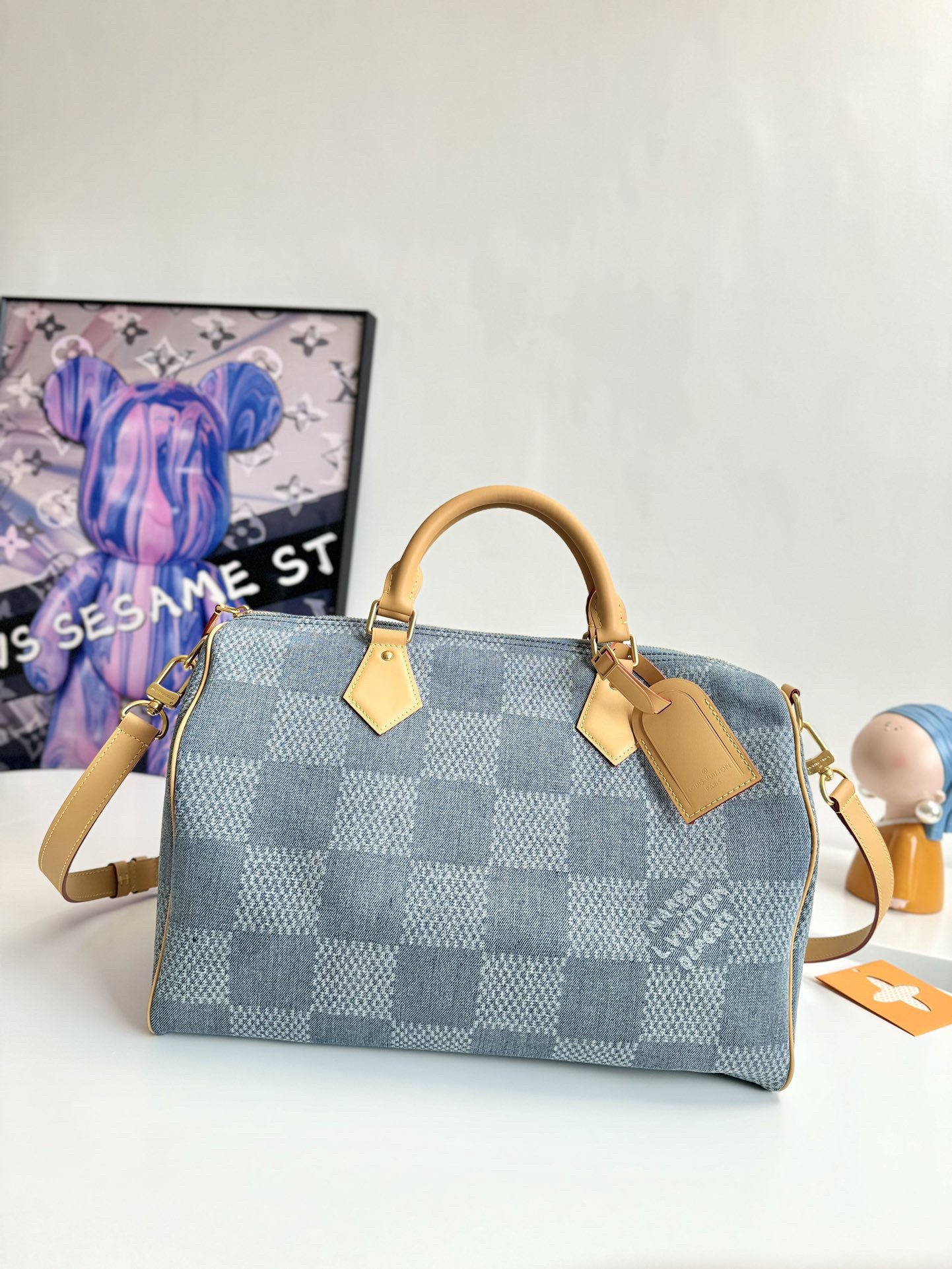LV The new SPEEDY 40 bandouli ère tannin denim handbag  N40701  Size：40*26*32
