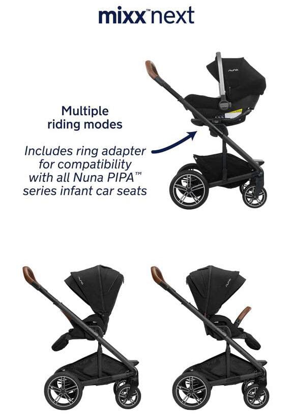 Nuna MIXX Next with Magnetic Buckle + PIPA Aire RX Travel System (One Box) - Caviar