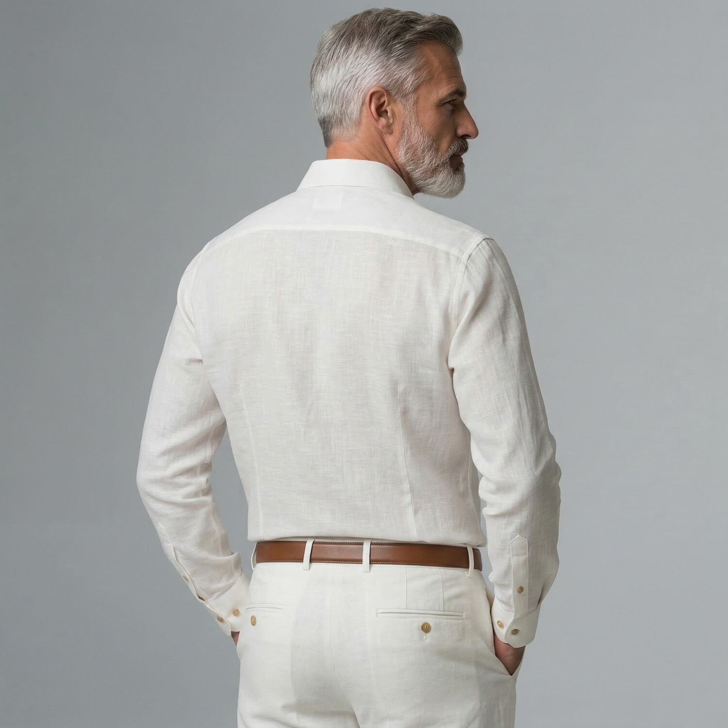 Men's Floral Embroidery Turndown Collar Single Breasted Linen Long Sleeve Shirt