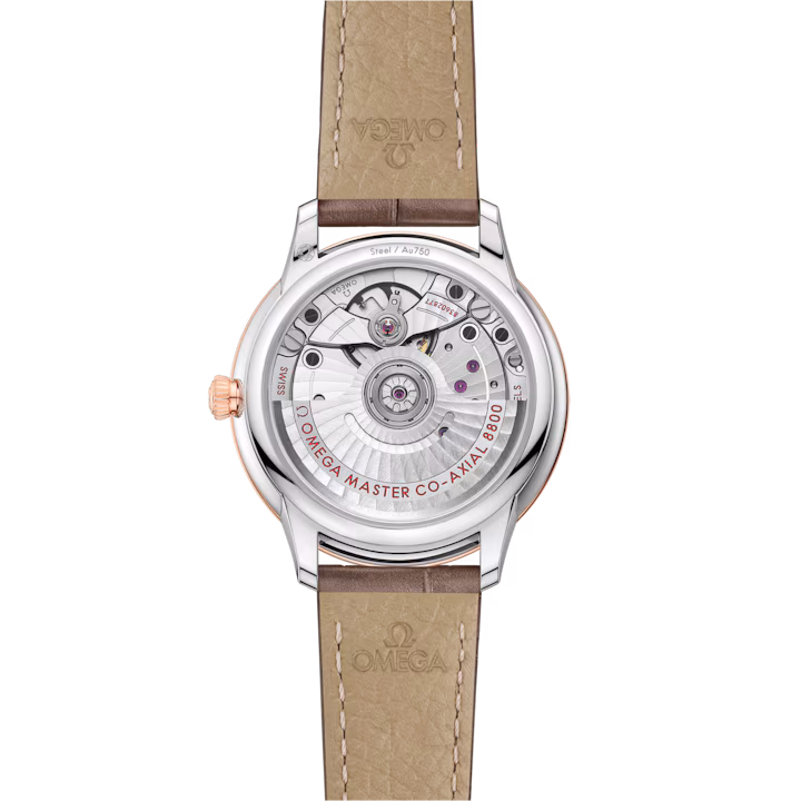 Omega De Ville Prestige 34 mm Silver Dial with Diamonds Stainless Steel and Sedna™ 18k Rose Gold Strap 434.23.34.20.52.001