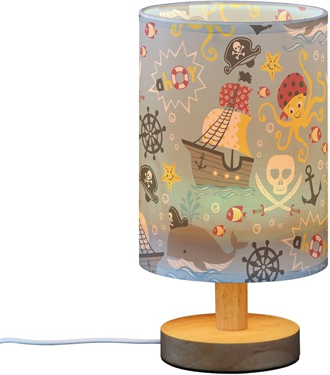 Table Lamp Pirate Marine Animal Octopus Whale Fish Nautical Skull Nightstand Lamp