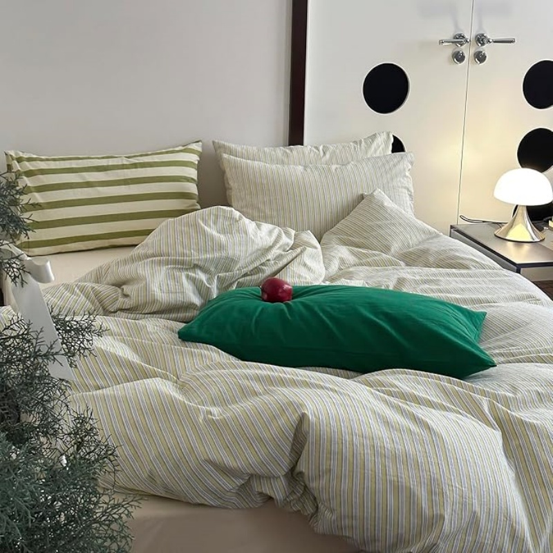 Vintage Geometric Striped Duvet Cover Set