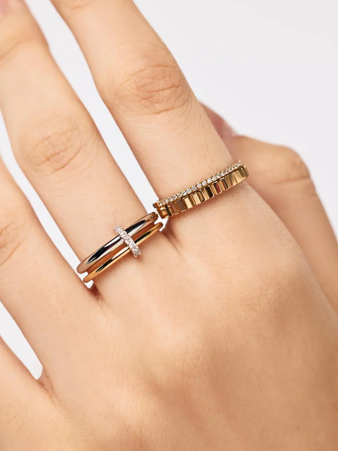 Two Tone White Sapphire Stacking Ring