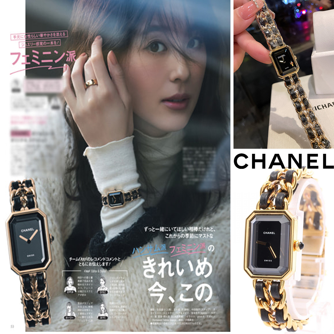 [CHANEL時計]プルミエール M レディース 腕時計 クオーツ GP レザー ゴールド ブラック ブラック文字盤 ジャンク品