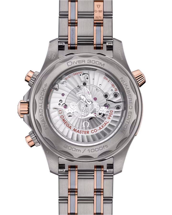 Omega Seamaster Diver 300M 44mm Blue Dial Titanium ‑ tantalum ‑ Sedna™ 18k Rose Gold Bracelet 210.60.44.51.03.001