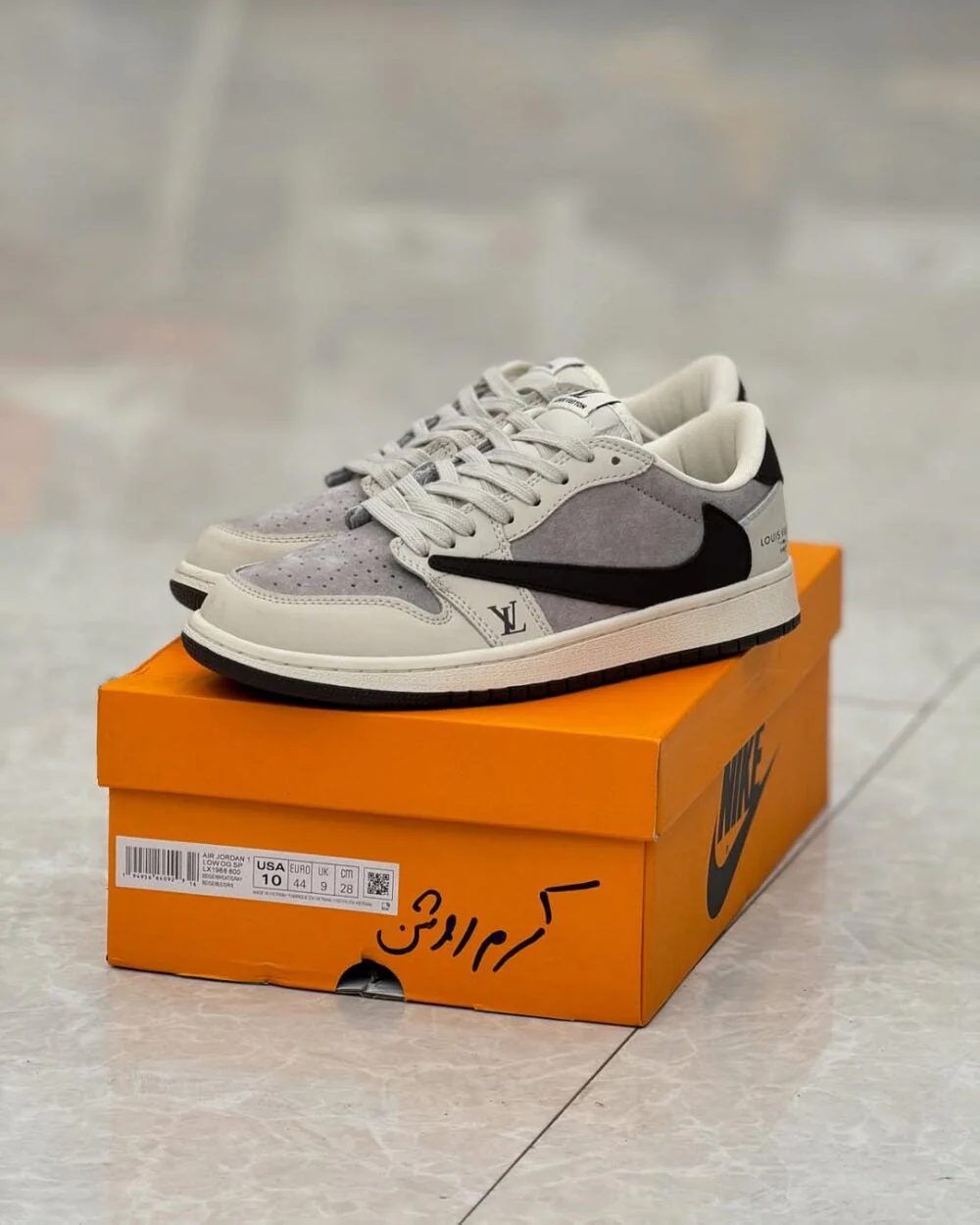 L.V x NK Air Jordan 1 Low “Shadow Grey Suede” (Custom)