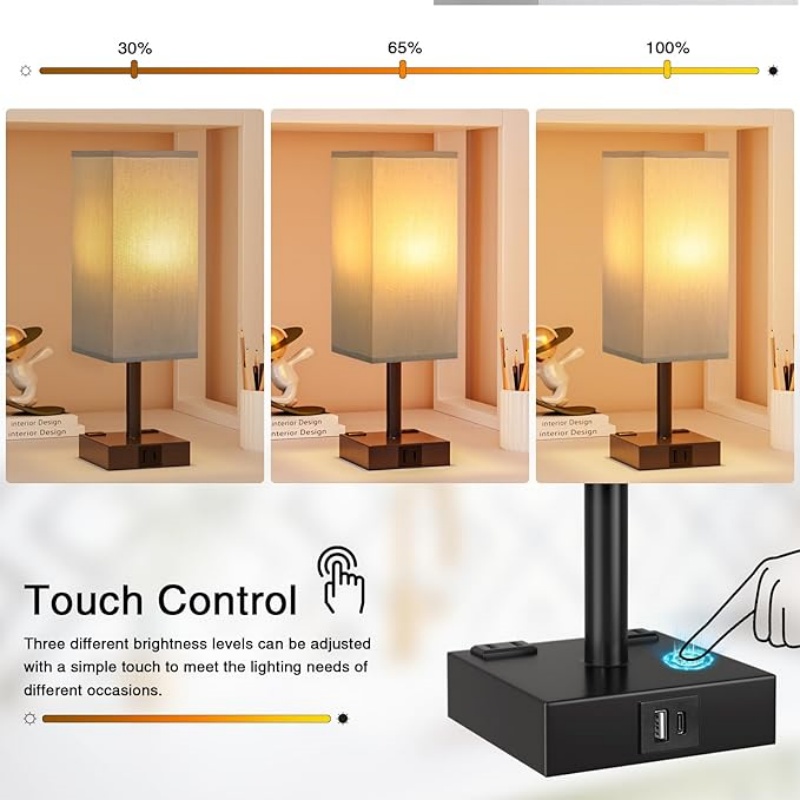 Touch Bedside Table Lamp for Nightstand