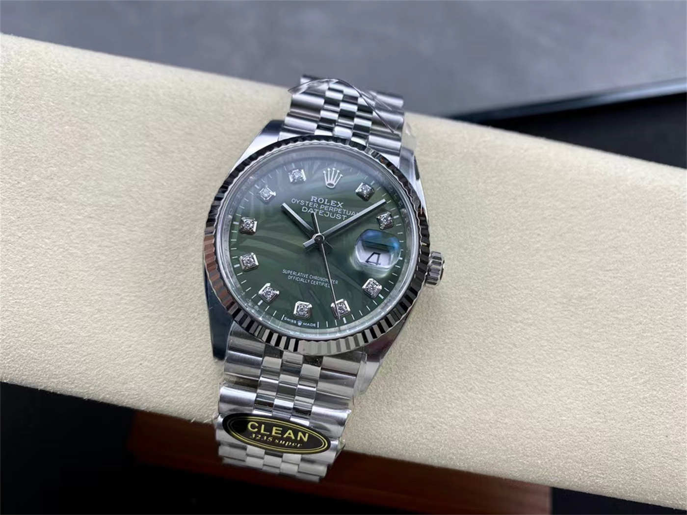 Clean Factory Datejust 36 Palm Motif Dial (Green) – VR3235 Movement