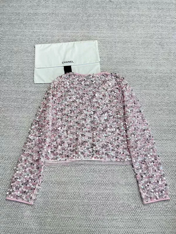 Pink Diamond Button Sequin Cardigan MY-93221