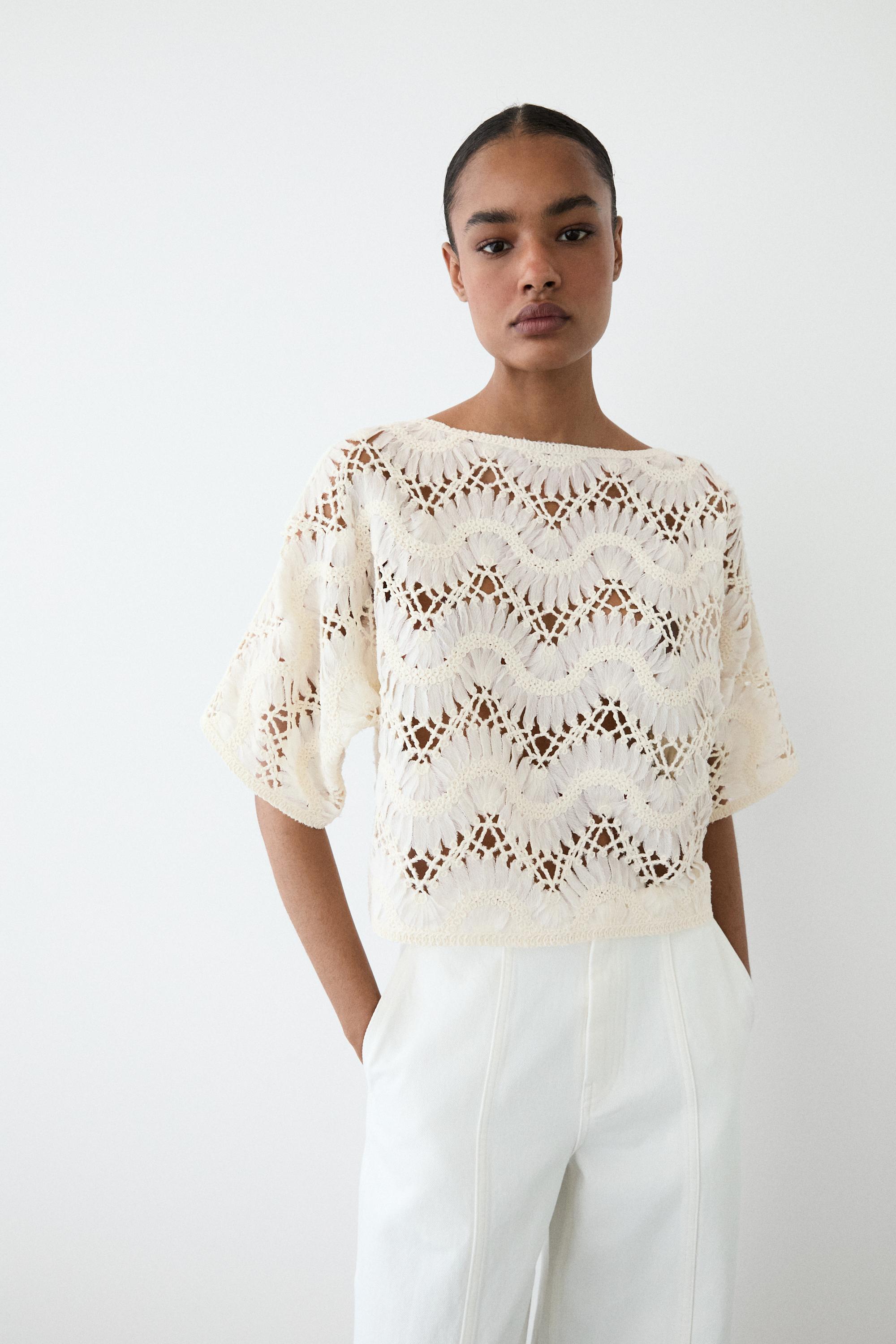 Top manga corta crochet