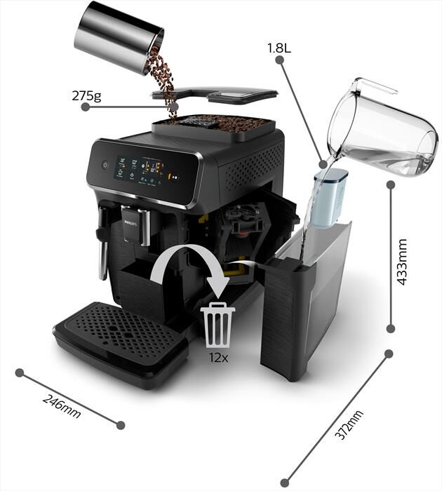 PHILIPS - Macchina da caffè automatica SERIES 800 EP0820/00-nero