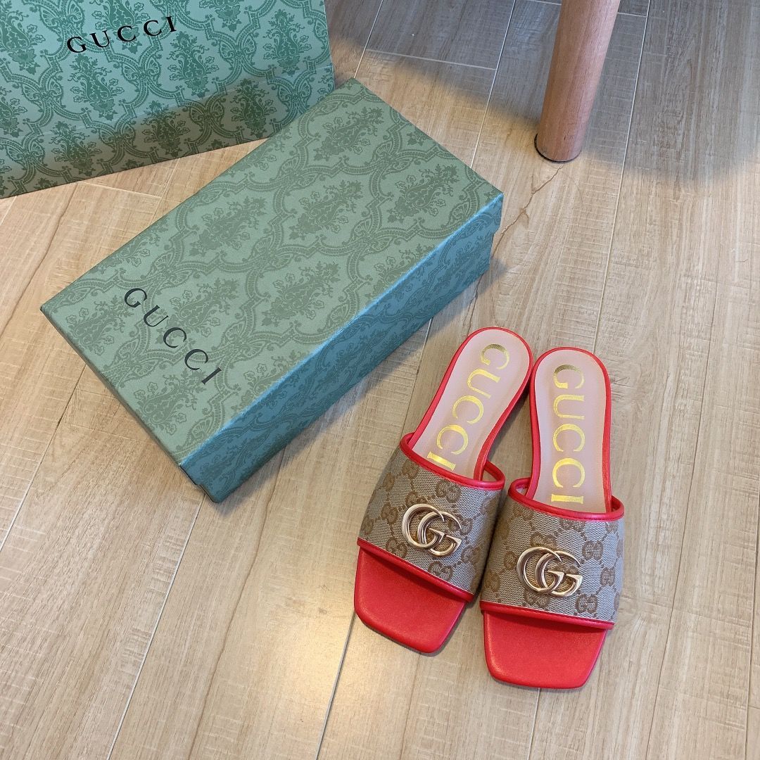 Brown Canvas Embossed Flat Slippers LX-872037