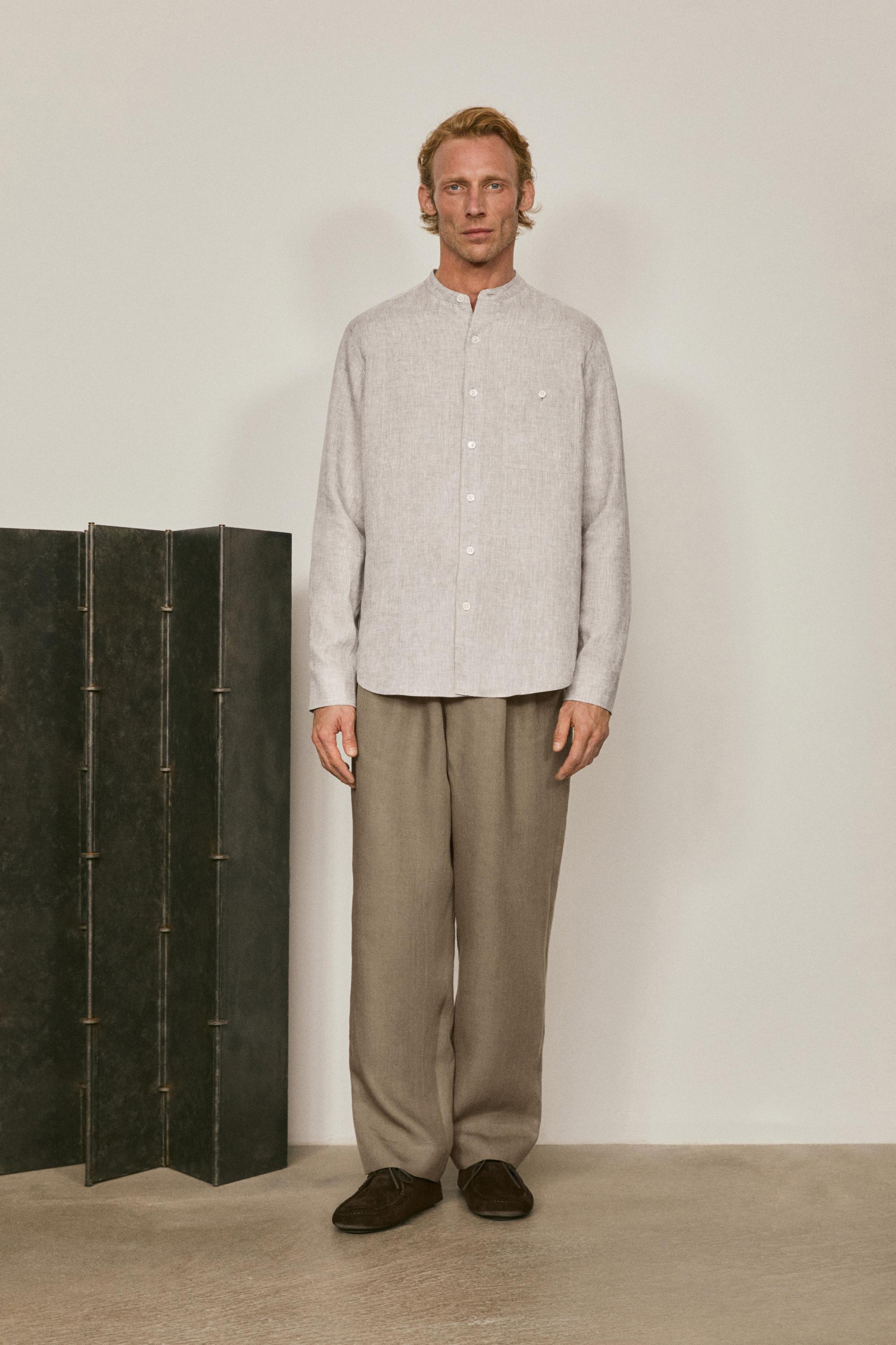 Camisa relaxed fit cuello mao 100% lino - LIMITED EDITION