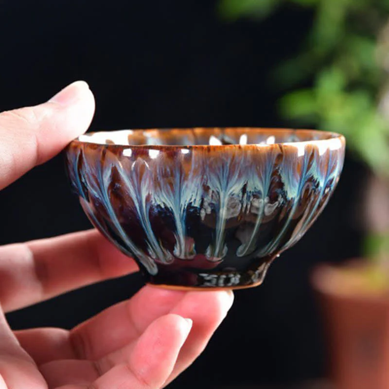 Lotus Peacock Dragon Phoenix Koi Fish Ceramic Teacup Inlaid Tea Cups 120ml