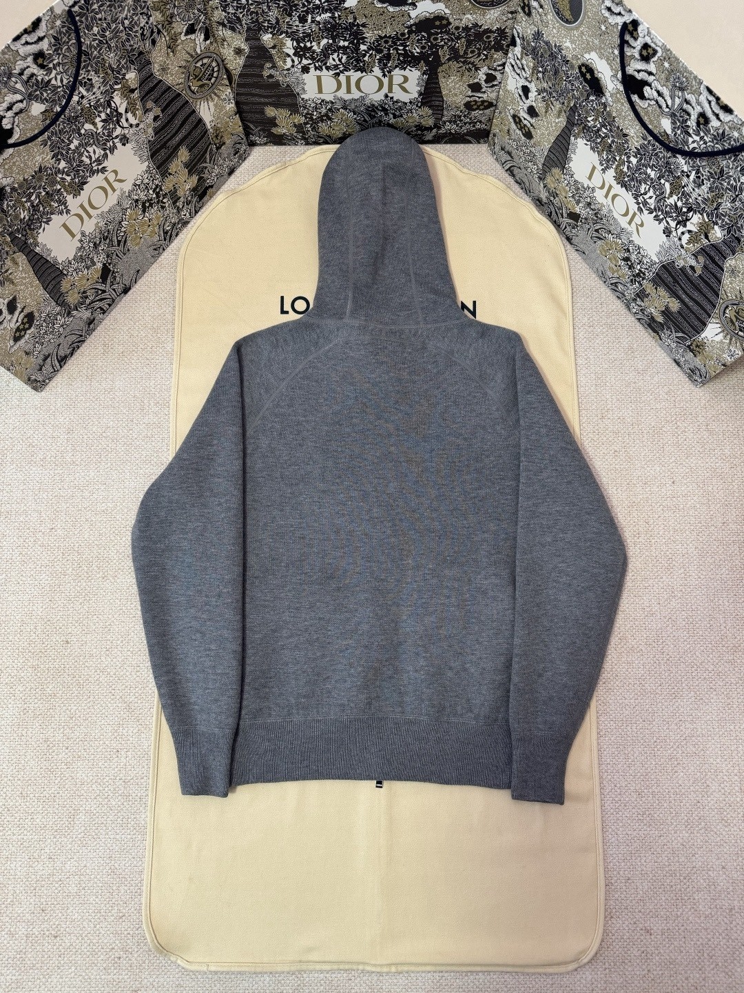 DR all-over jacquard reversible wool zip-up hoodie