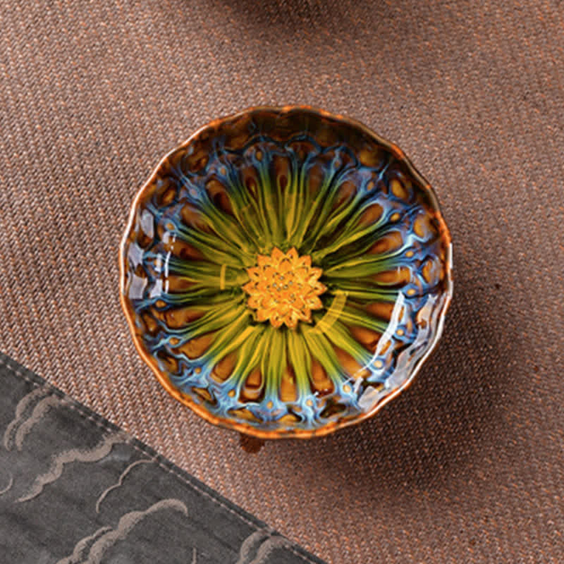 Lotus Peacock Dragon Phoenix Koi Fish Ceramic Teacup Inlaid Tea Cups 120ml