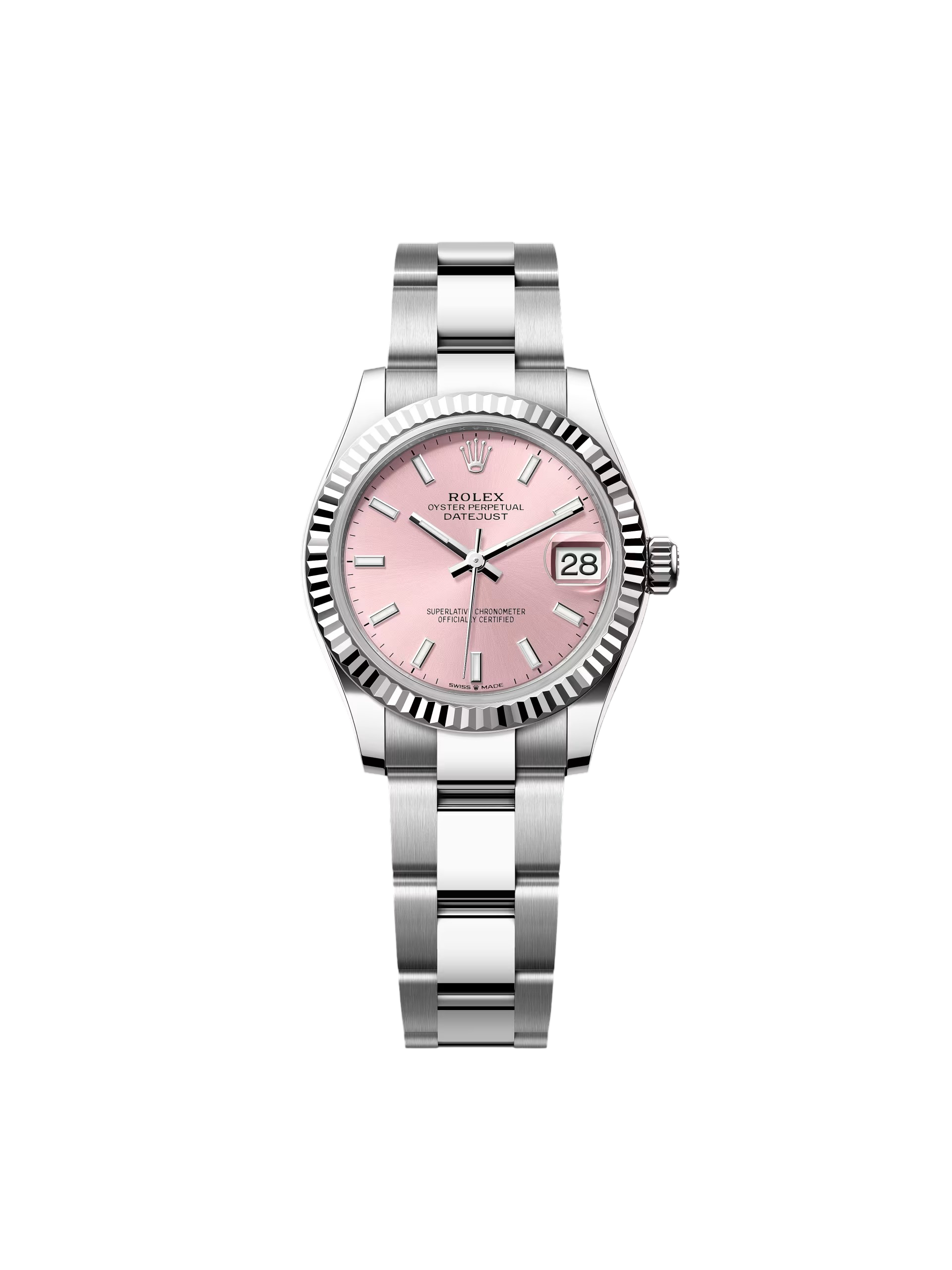 Rolex Datejust m278274-0013/0014 Pink Dial 31mm Fluted Bezel Oyster Bracelet