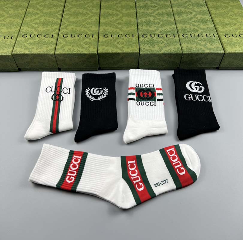 Set of 5 Pairs of Cotton Anti-bacterial Crew Socks WZ-924000187