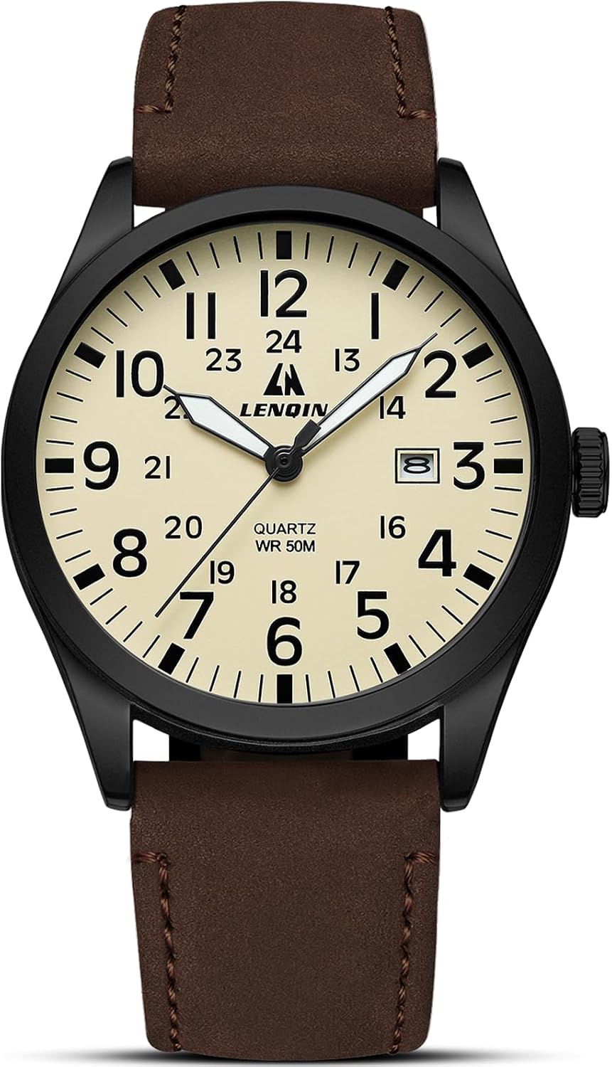 LN LENQIN Mens Watches Military Sport Analog Quartz Watch for Men | Nylon Strap Stylish Luminous Fashion 3ATM Waterproof Army Tactical Casual Wristwatch Unisex Watch for Men With Date