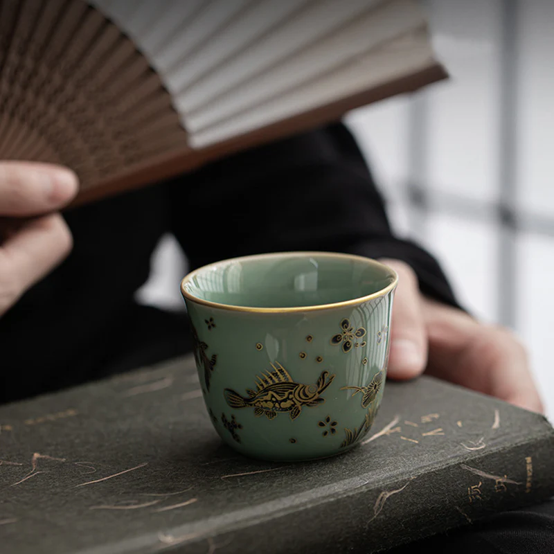 Butterfly Flower Lotus Koi Fish Plum Blossom Ceramic Teacup Kung Fu Tea Cup 100ml