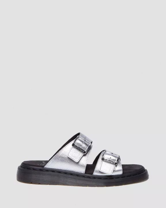 Josef Metallic Leather Slide Sandals
