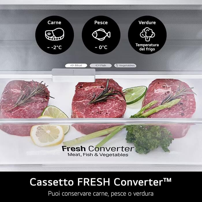 LG - Frigorifero combinato GBV7280AEV Classe A 387L-Nero