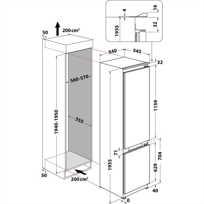 WHIRLPOOL - Frigorifero combinato WHKN 3283 B4E Classe E 284lt-Bianco