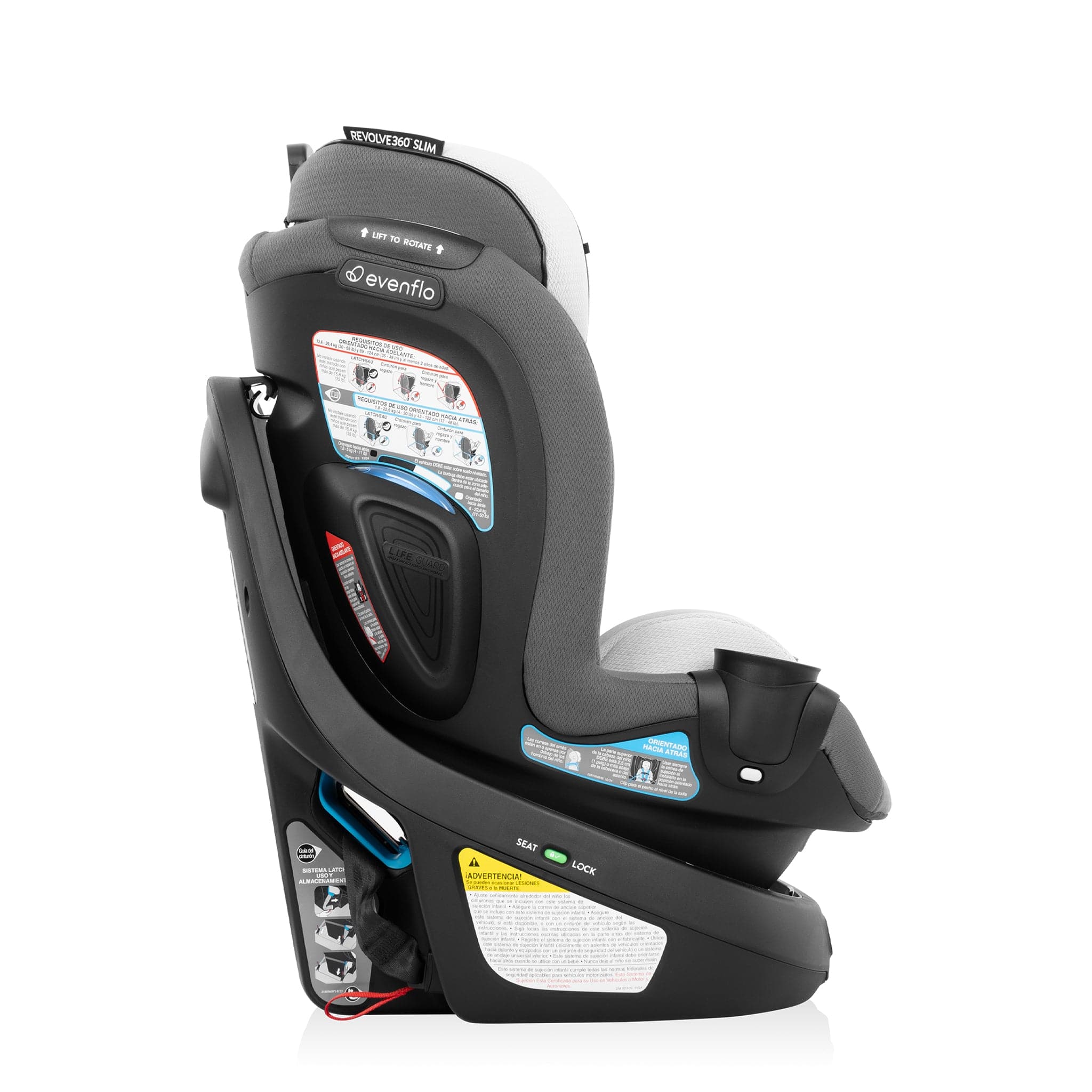 Evenflo GOLD Revolve360 Slim 2-in-1 Rotational Convertible Car Seat with SensorSafe - Pearl