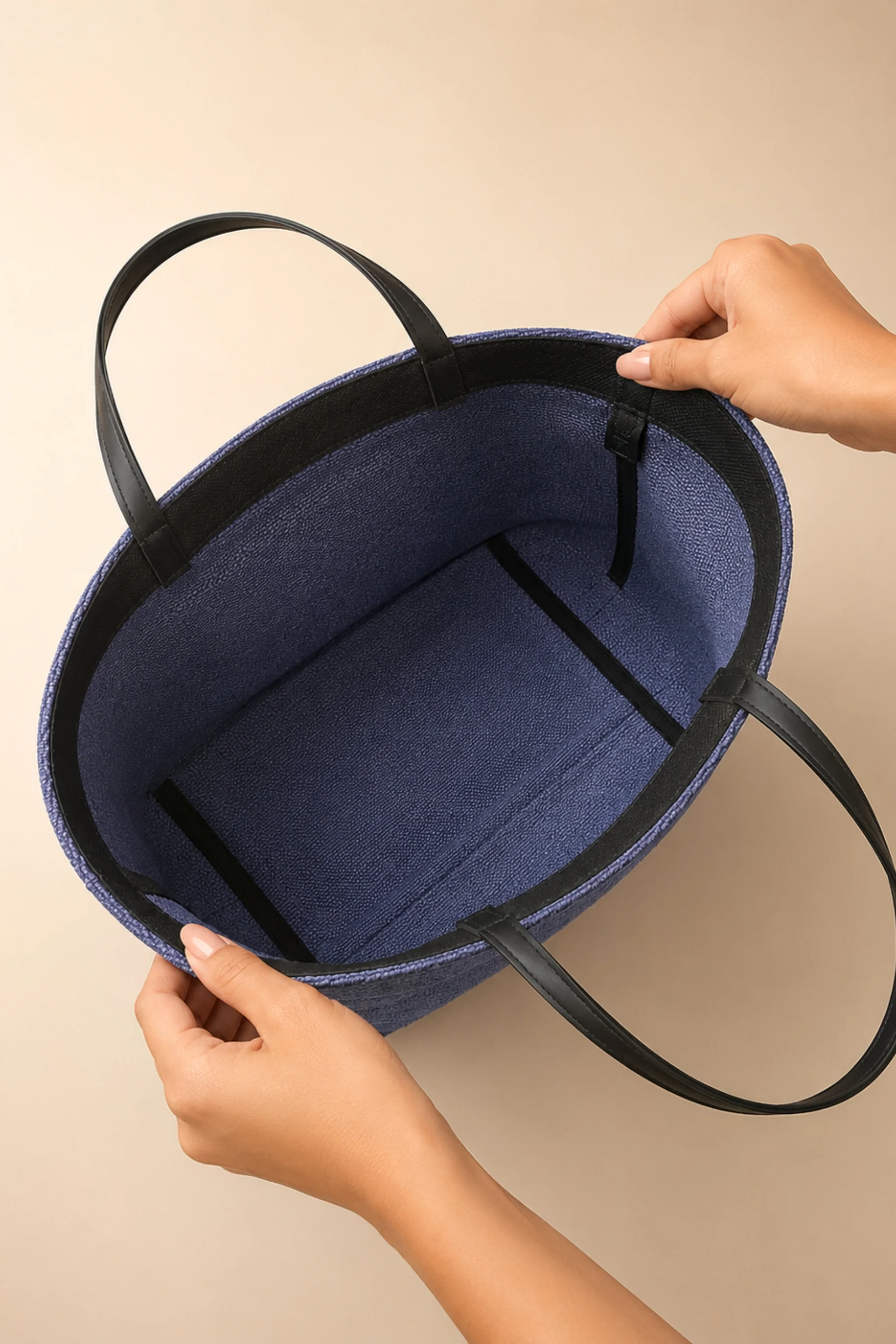 Navy Jute Tote Bag