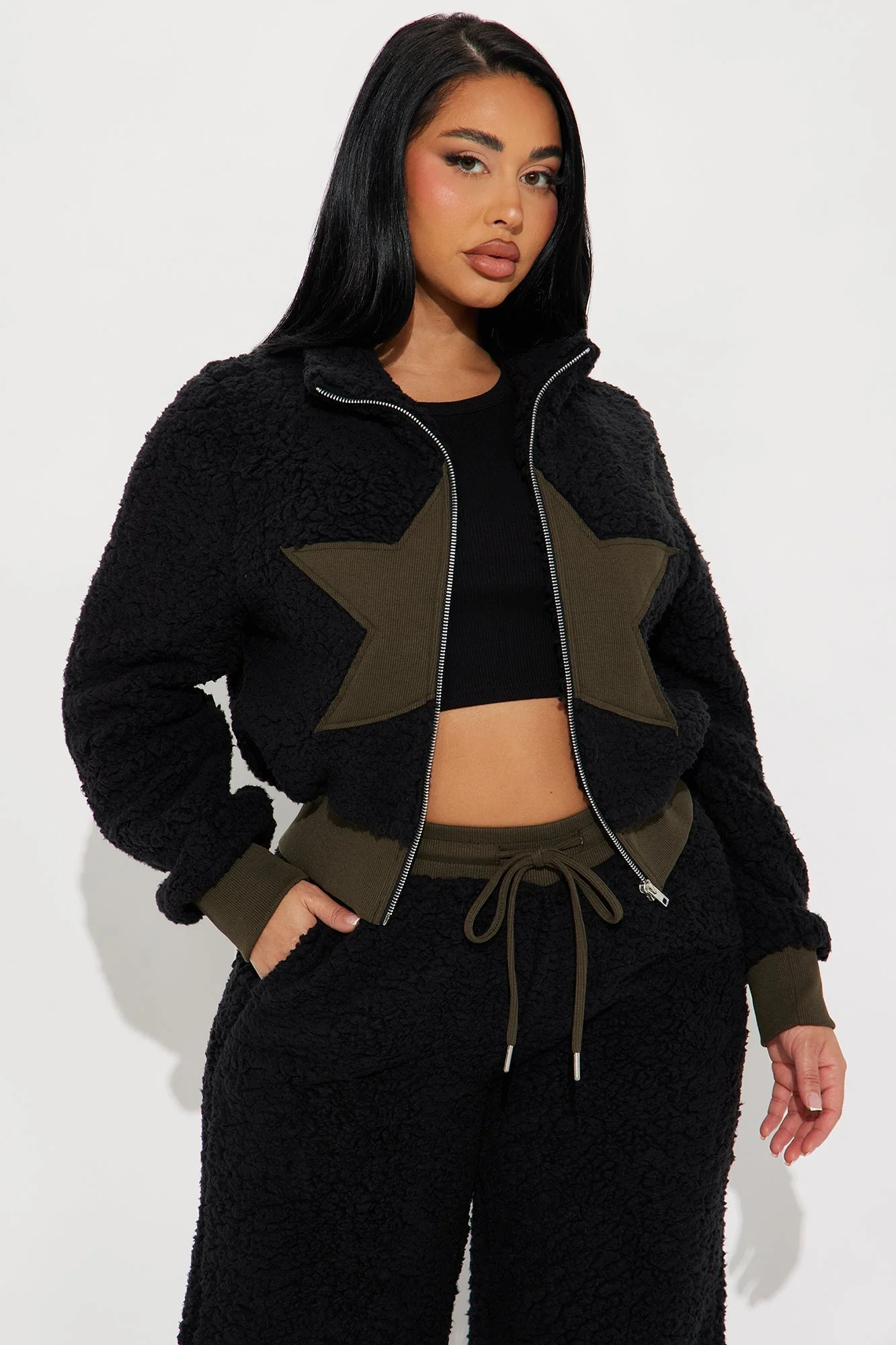 Eternal Star Sherpa Pant Set - Black