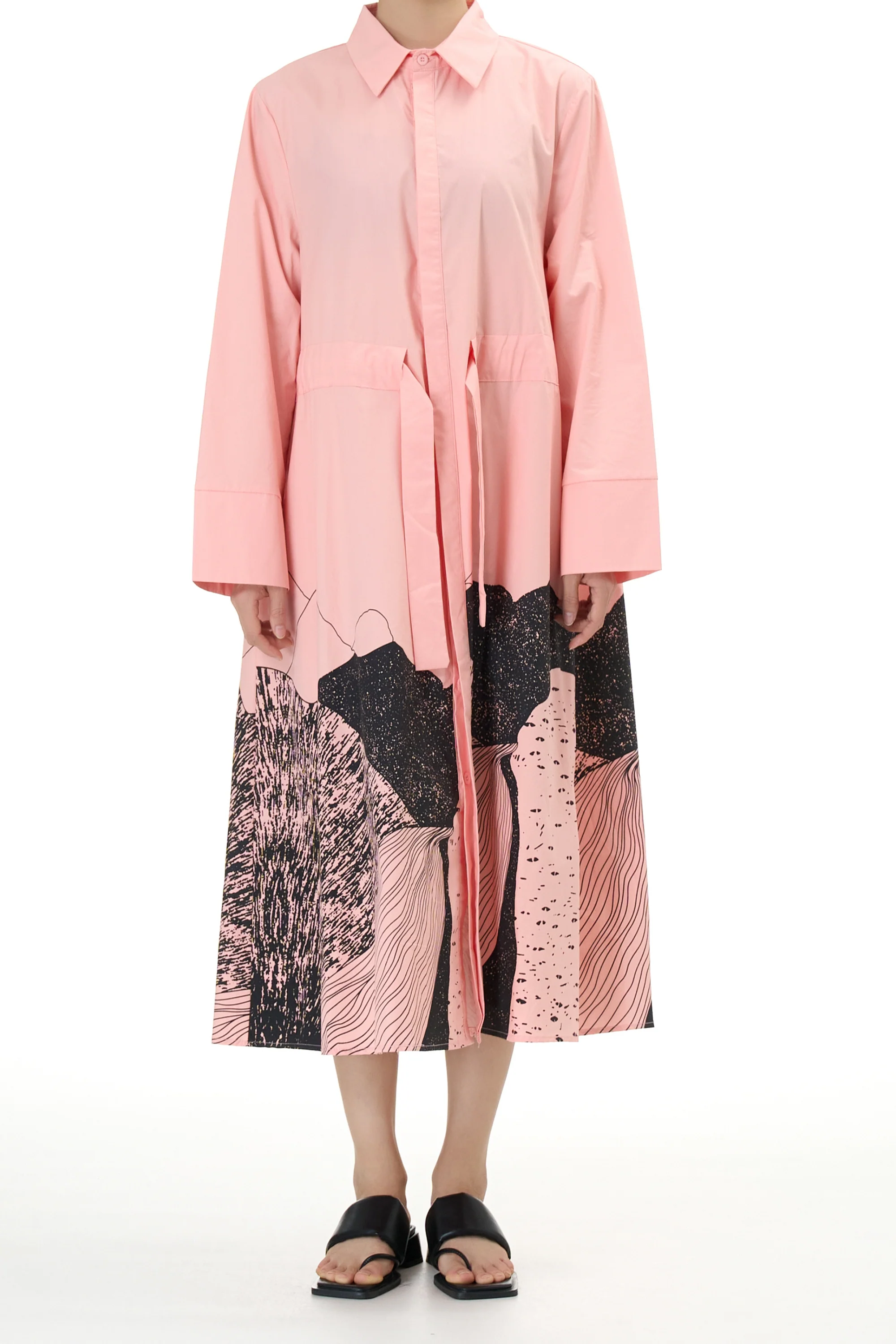Peach Fuzz Belted Shirt Dress