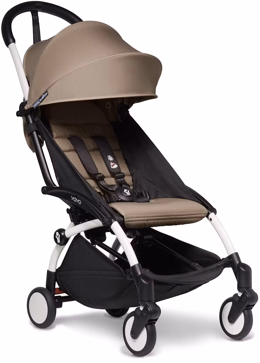 Babyzen YOYO2 Ultra Compact Complete 6+ Stroller & Rolling Bag Bundle - White/Taupe