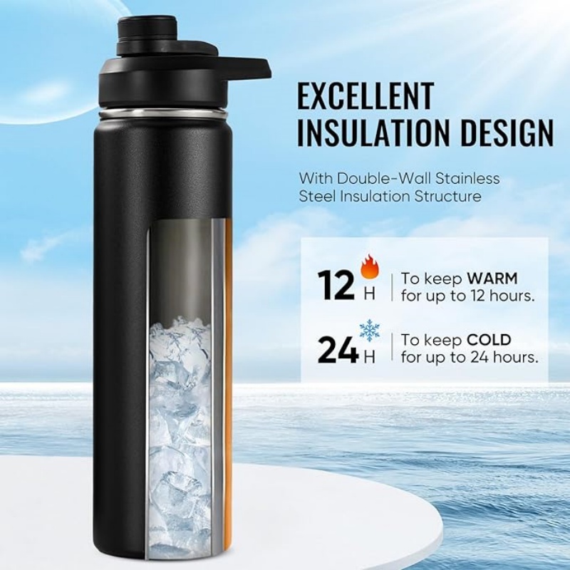 THERMOCLOUD 24 oz Insulated Water Bottle with Handle