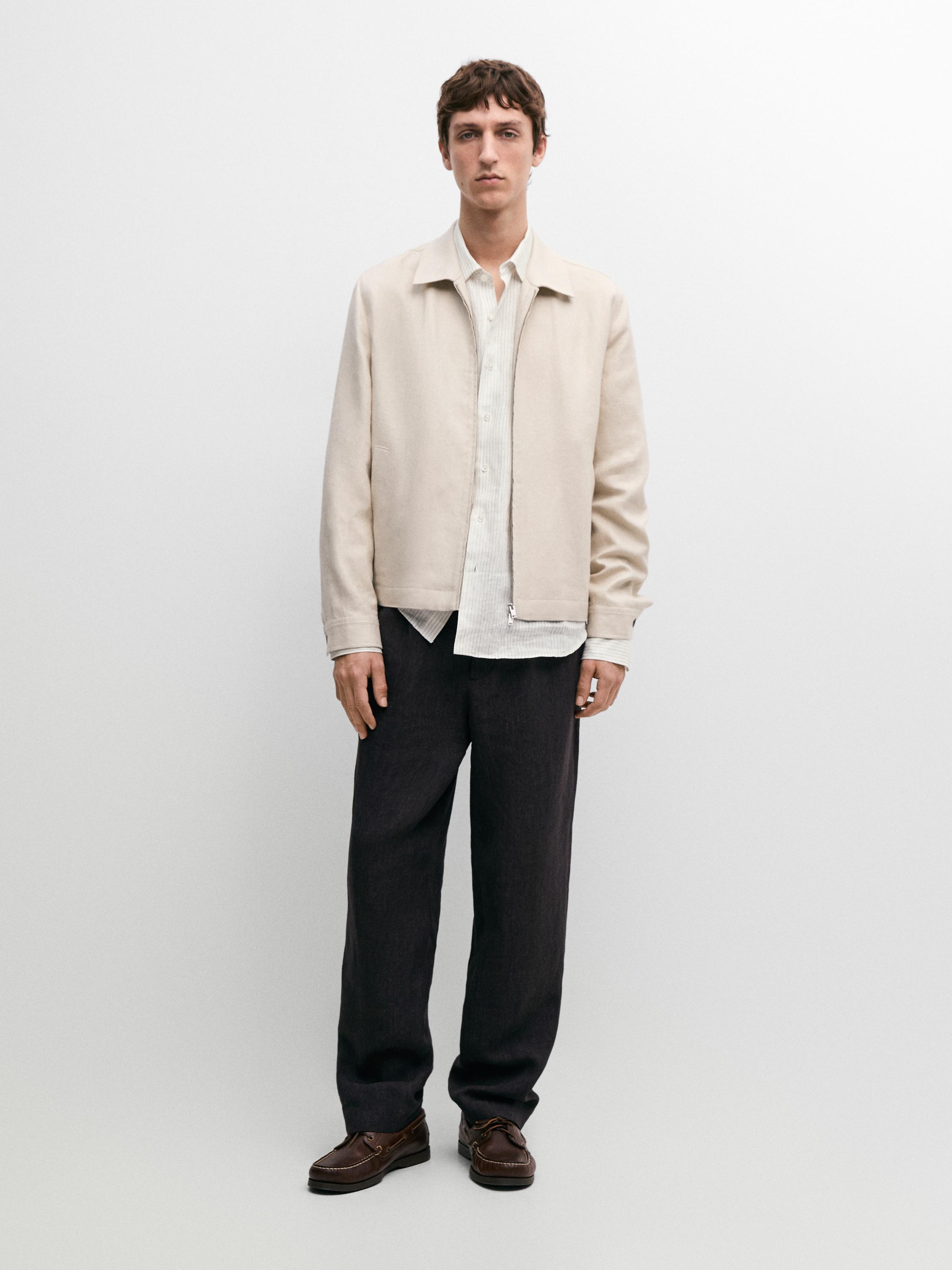 Chaqueta bomber total look 100% lino