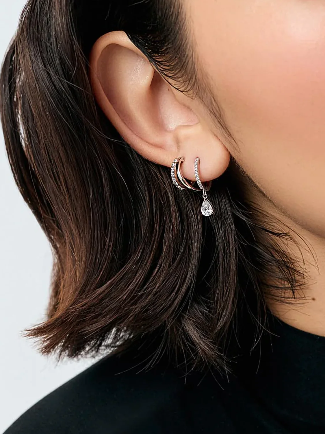 Teardrop Drop Pave Huggies