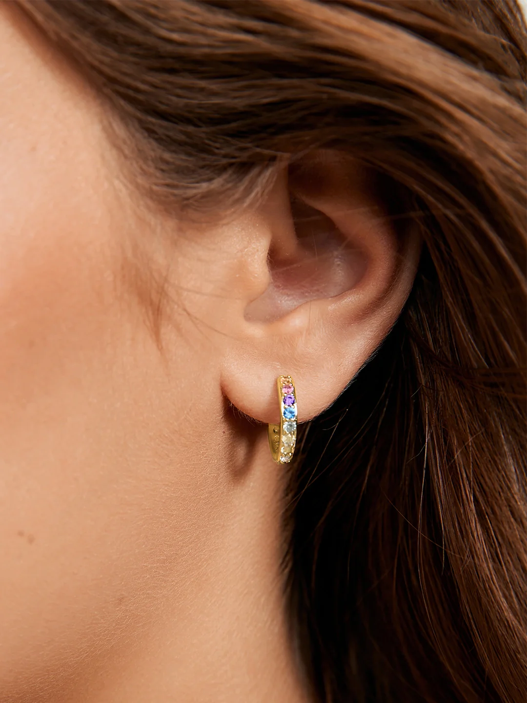 Rainbow Crystal Hoops
