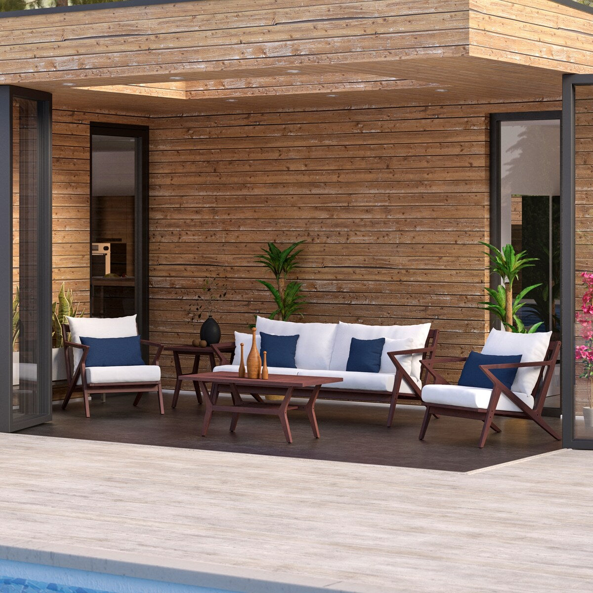 Vaughn 5 Piece Sunbrella Outdoor Patio Seating Set