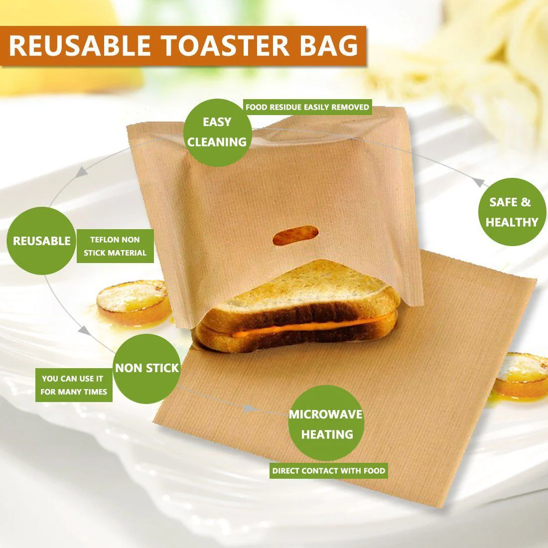Non-stick Toaster Bags (2pcs)
